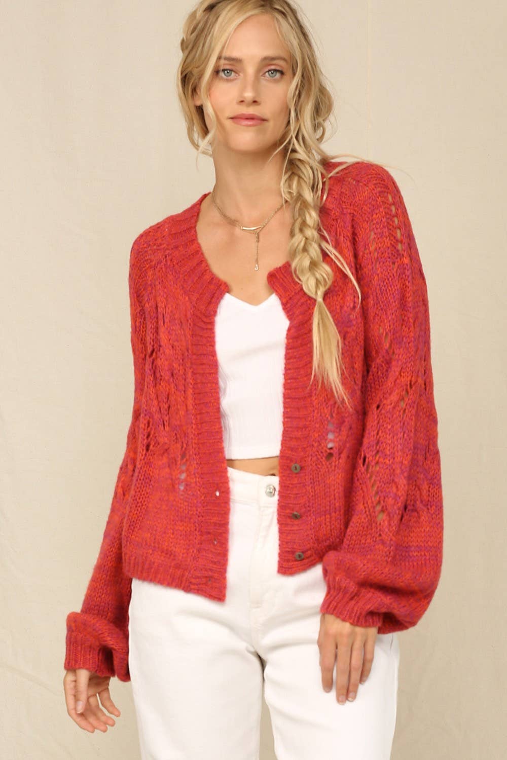 Fuchsia Le cardigan à boutons Staple A en vente sur Faire1