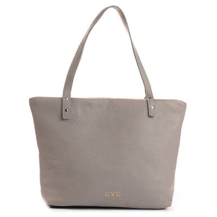 Tragetasche aus Leder - Grau & Pink für den Großhandel von GVG Accessories