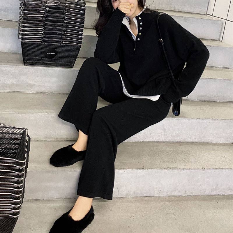 Marayn - Wholesale Lounge Set - Women's - Chic Knit Sweater  WideLeg Pants Autumn Set18