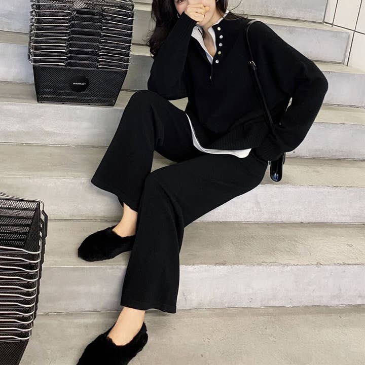 Marayn - Wholesale Lounge Set - Women's - Chic Knit Sweater WideLeg Pants Autumn Set18