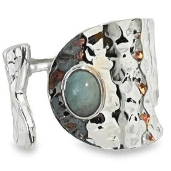 Larimar Hammered Wrap Ring for wholesale by Desiderate