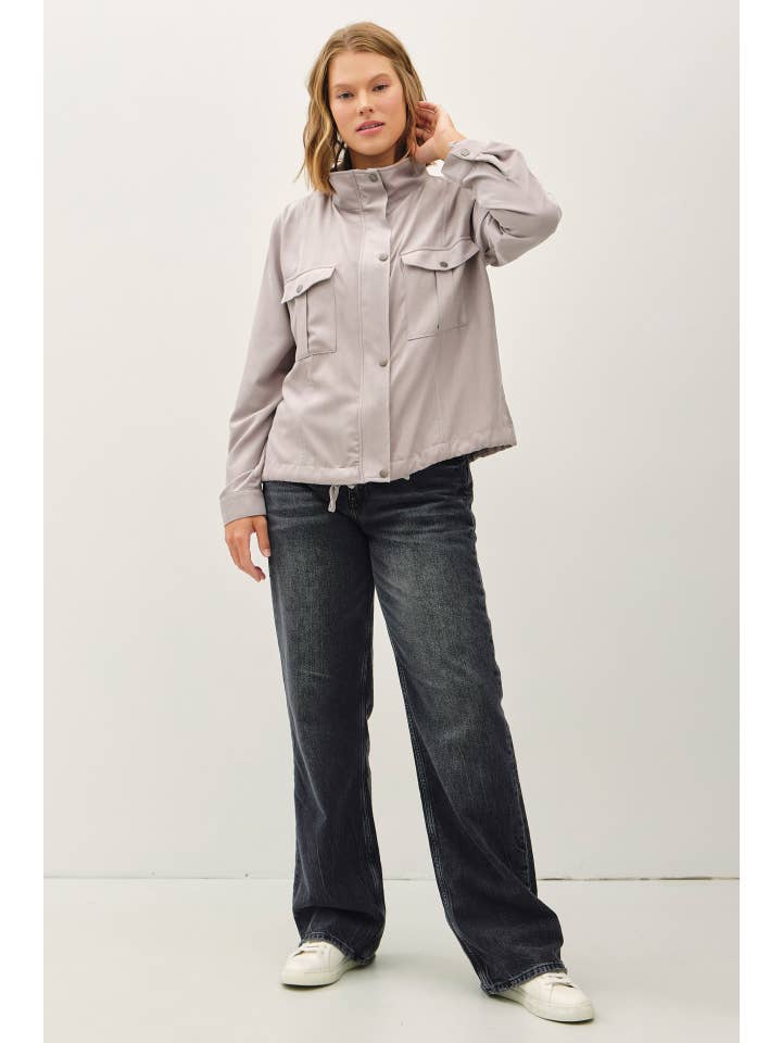 Be Cool - Wholesale Jacket - Women's - PLUS SIZE CROPPED UTILITY ZIPPER SAFARI JACKET6