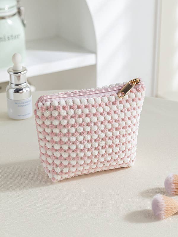 Large Capacity Corduroy Triangle Makeup Bag for wholesale by Crave by FW