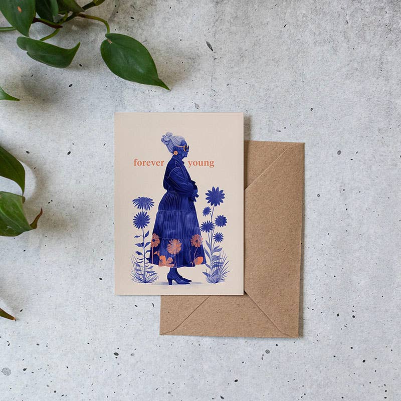 Botanopia - gifts , decor and cards for plant lovers - Vendita all'ingrosso Biglietti di auguri - Forever young | Biglietto di auguri per donna | Biglietto di compleanno2