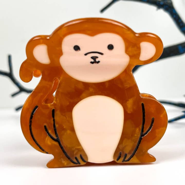 Playful Monkey Acetate Animal Hair Claw Clip for wholesale by mildstyles