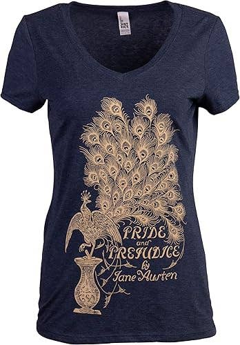 Ann Arbor Tees - Vendita all'ingrosso Maglietta serigrafata - Donna - Maglietta scollata a V da donna "Orgoglio e Pregiudizio" di Jane Austen10