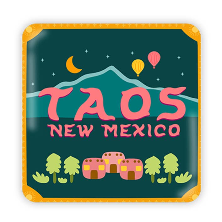 Taos, New Mexico Metal Magnet for wholesale by Squidly Designs