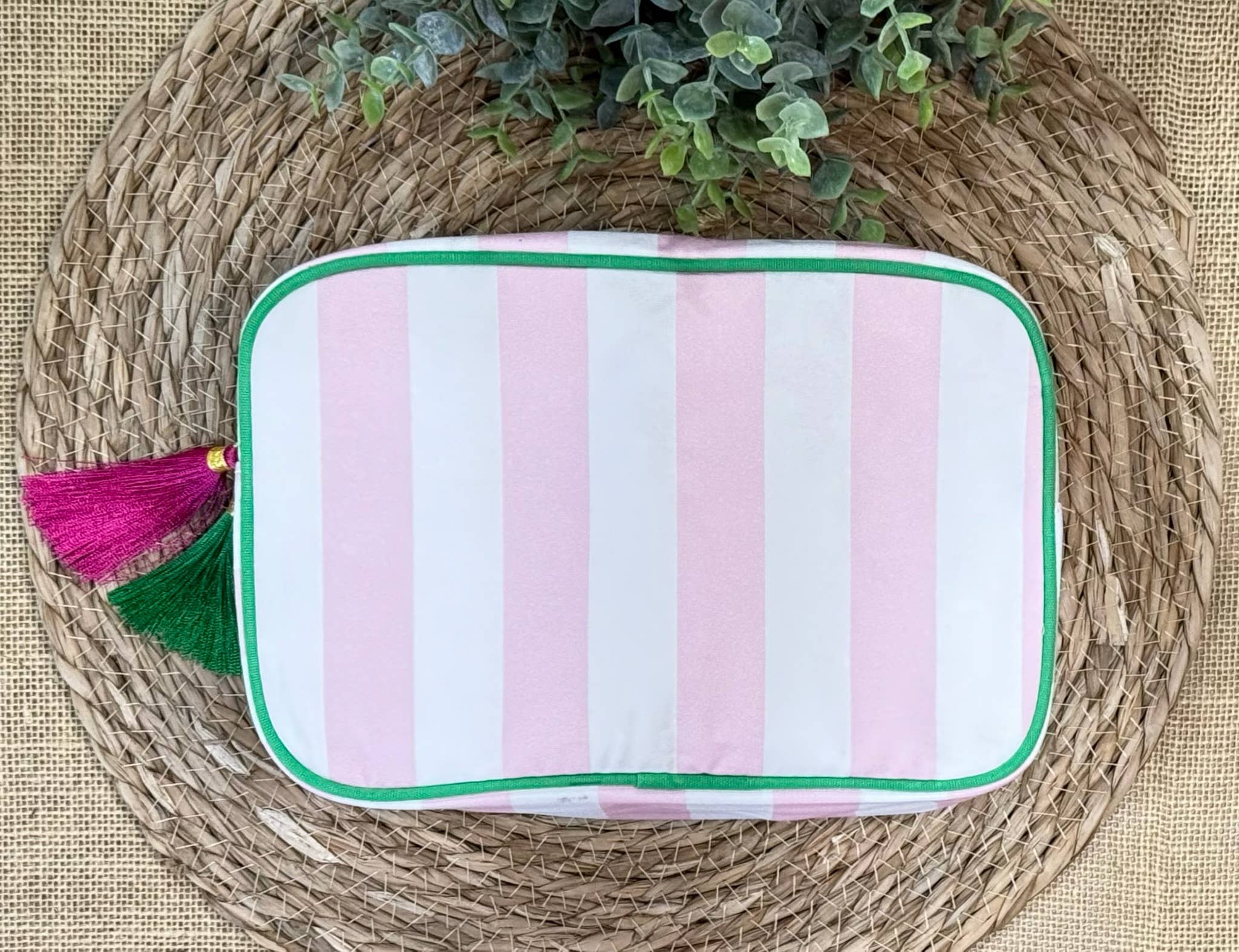 Lakely Claire Wholesale - Wholesale Makeup/Cosmetic Bag - Stripe Cosmetic Bag with Tassel 4