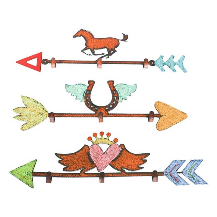 Whimsies - Wholesale Wall hook - Key hook horse horseshoe heart western dog leash holder USA0