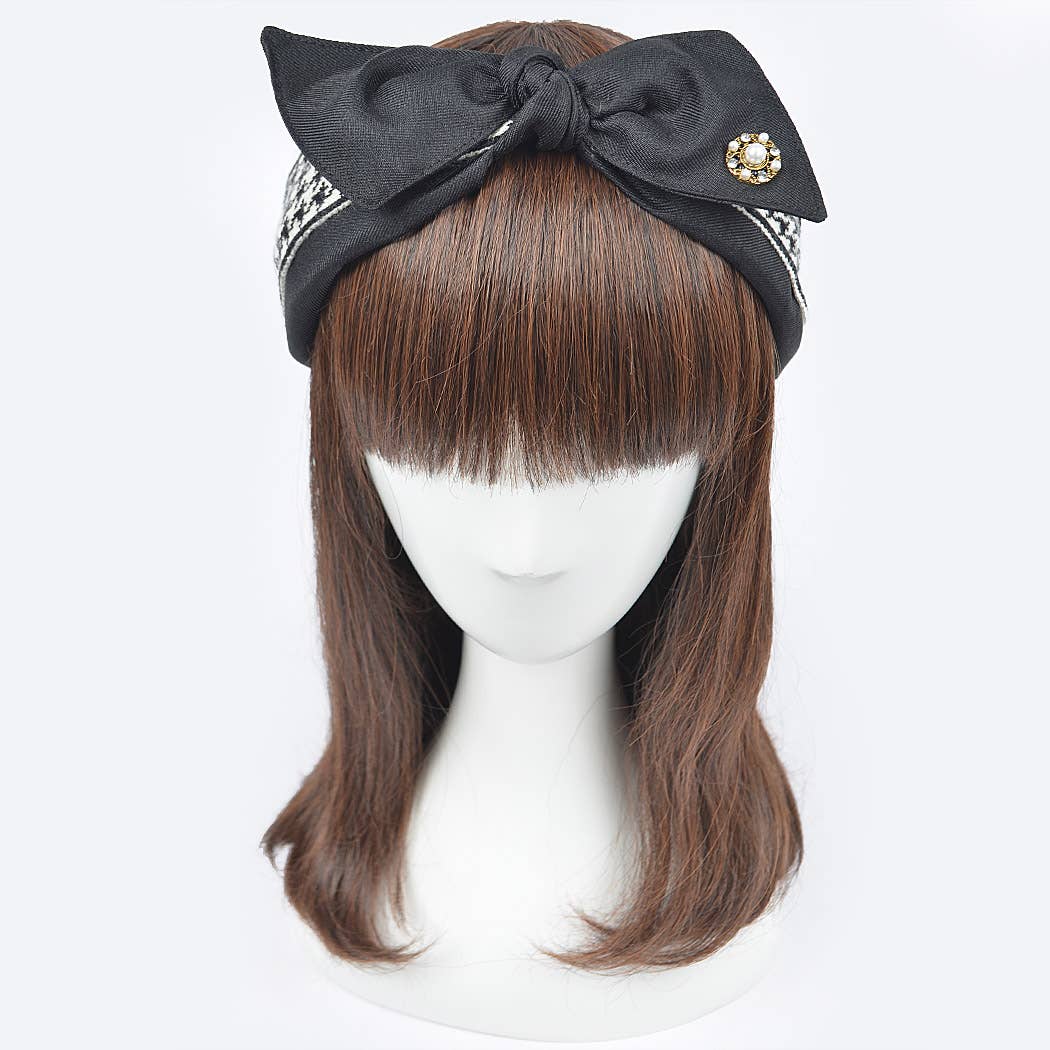 3AM BY H&D ACCESSORIES - Vente Bandeau – femme - Bandeau à nœud en matériaux mixtes avec perle0