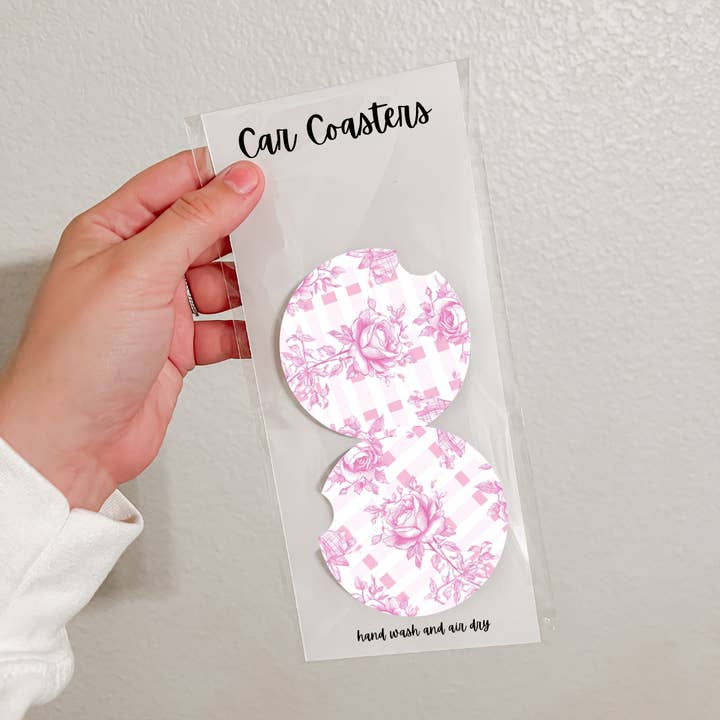 Set of 2 Neoprene Car Coasters | Blue Florals (18 Options) for wholesale by Olivia + Rose