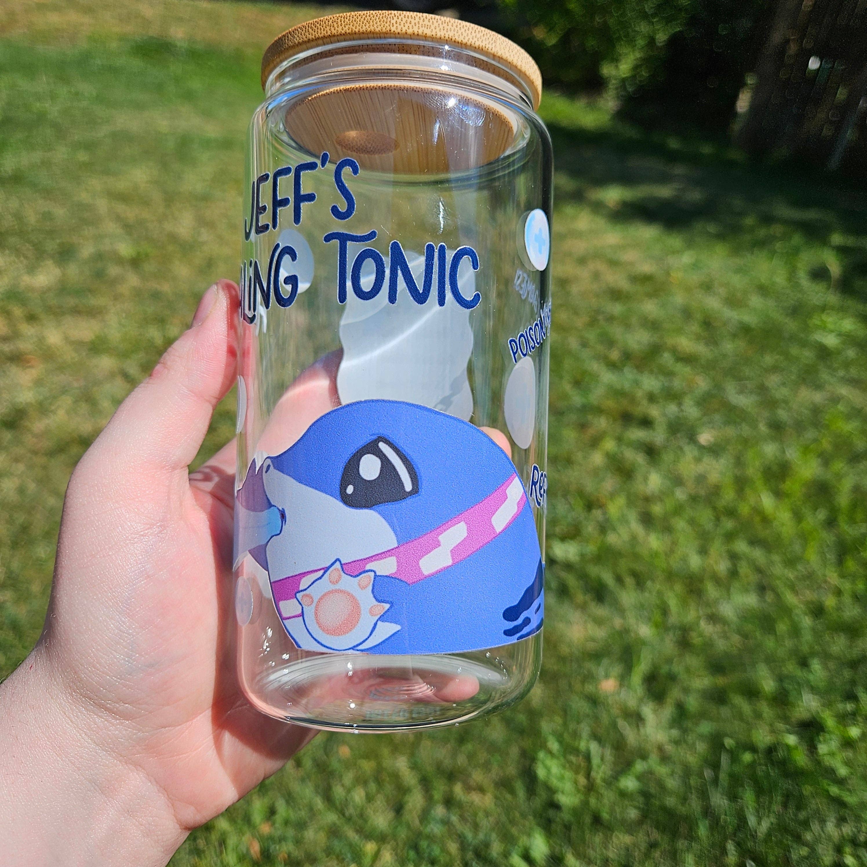 Floating Frogs - Wholesale Drinking Glass/Cup - Jeffy's Healing Tonic Glass Can1