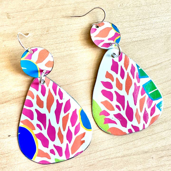 TTE Designs - Wholesale Dangle Earrings - Best Sellers - Set of 12 Recycled Vintage Tin Earrings 11