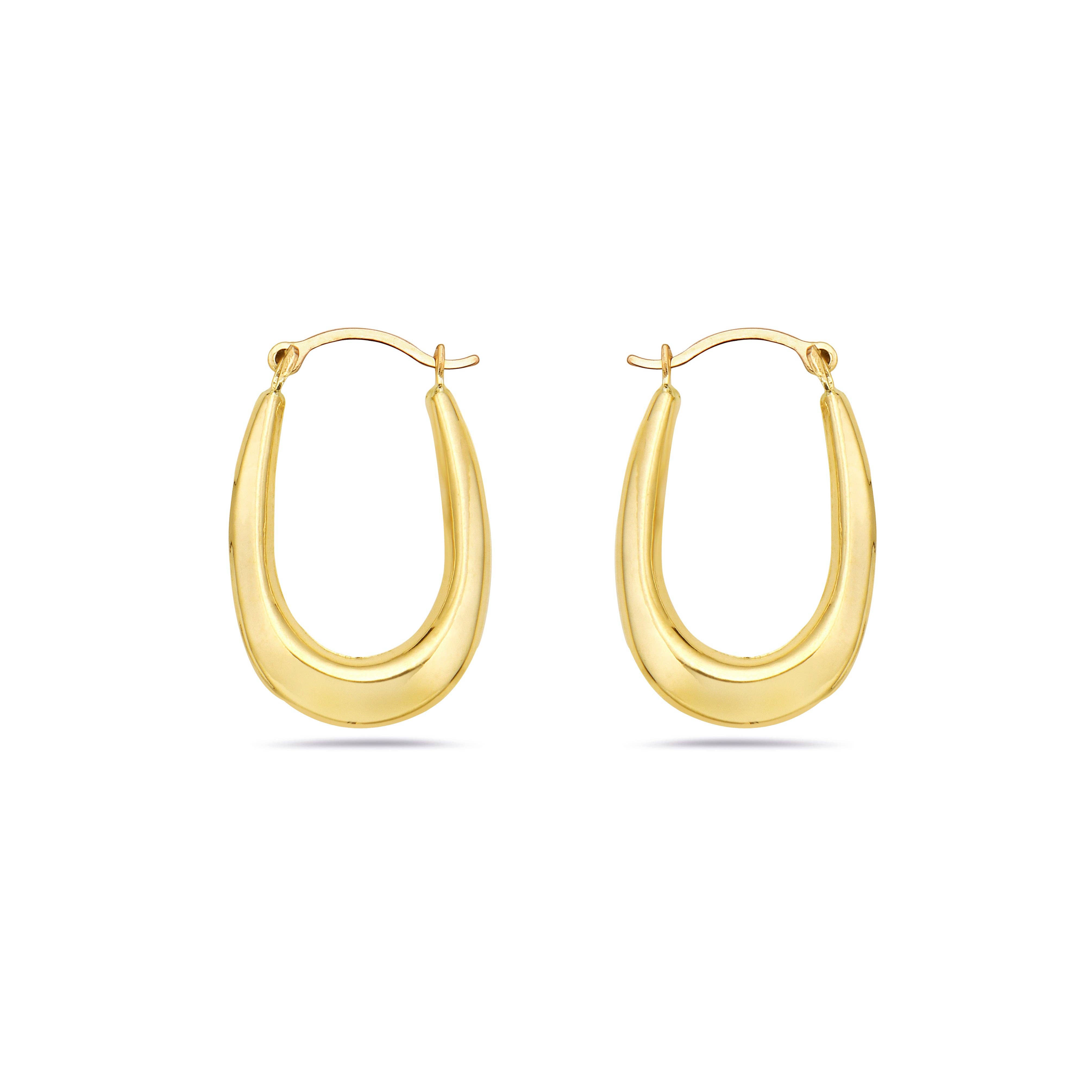 Pori Jewelry - Wholesale Hoop Earrings - 14K Oval Shape Bib Hoop Earrings1