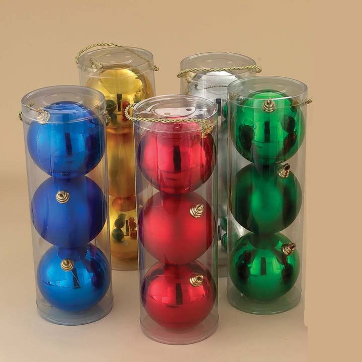 140MM SHATTERPROOF 2-TONE BALLS 3PC 5/A for wholesale by Kurt S. Adler, Inc.