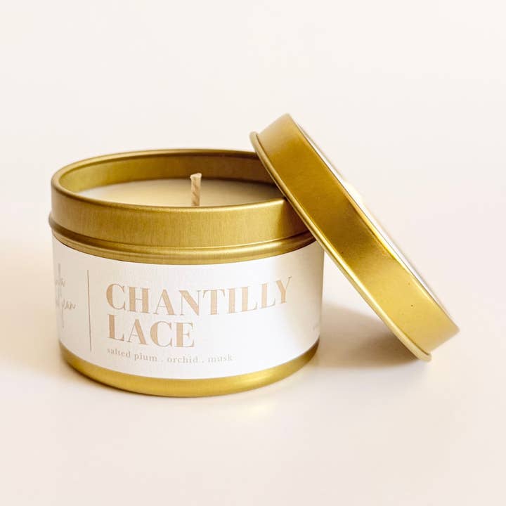 Encaje de Chantilly lata de 4 oz para venta al por mayor de Willa and Jean Candles