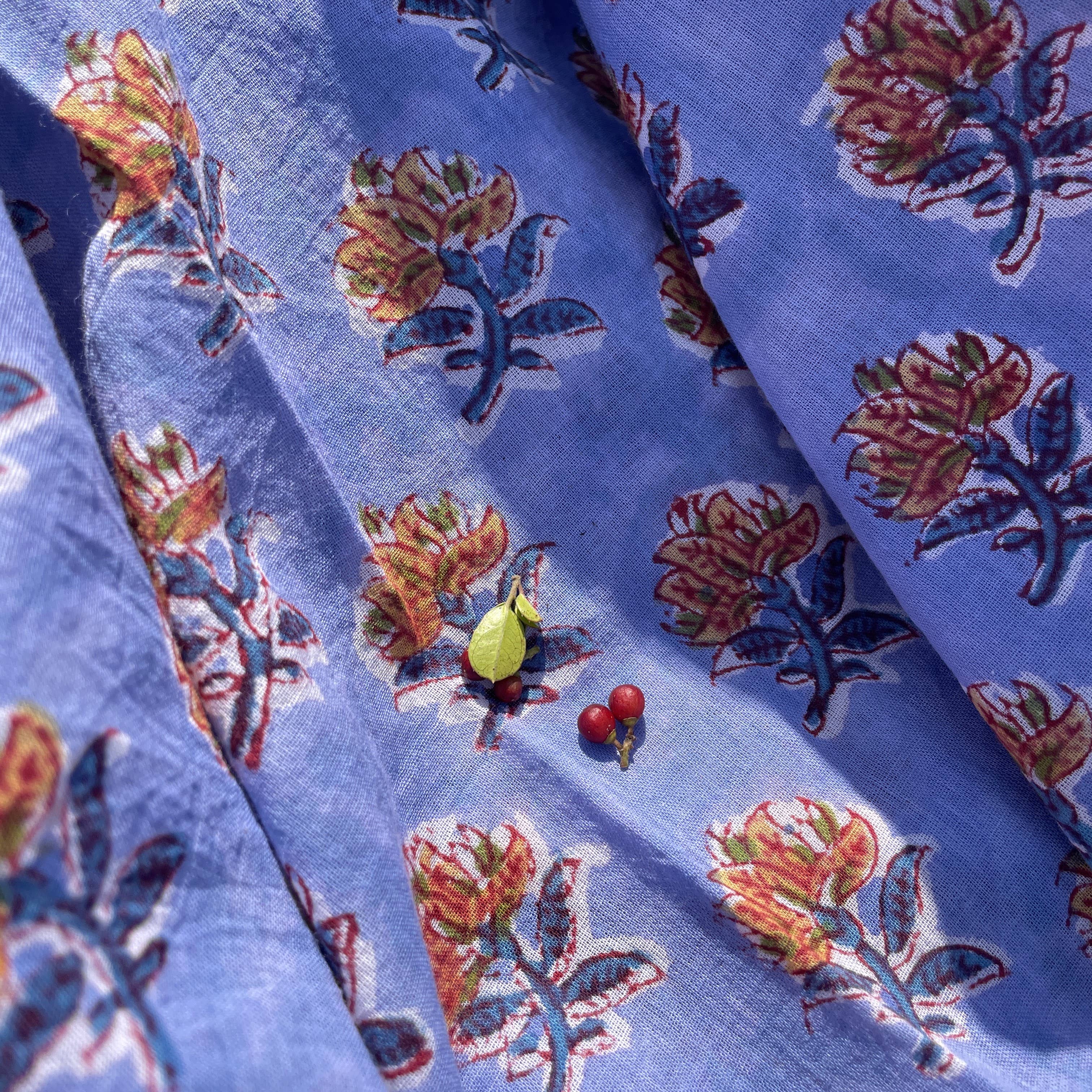 Maison Lilo – wholesale Slöja - Dam – Sarong - Maxisjal, blockprint-tryckt bomullsvoile2