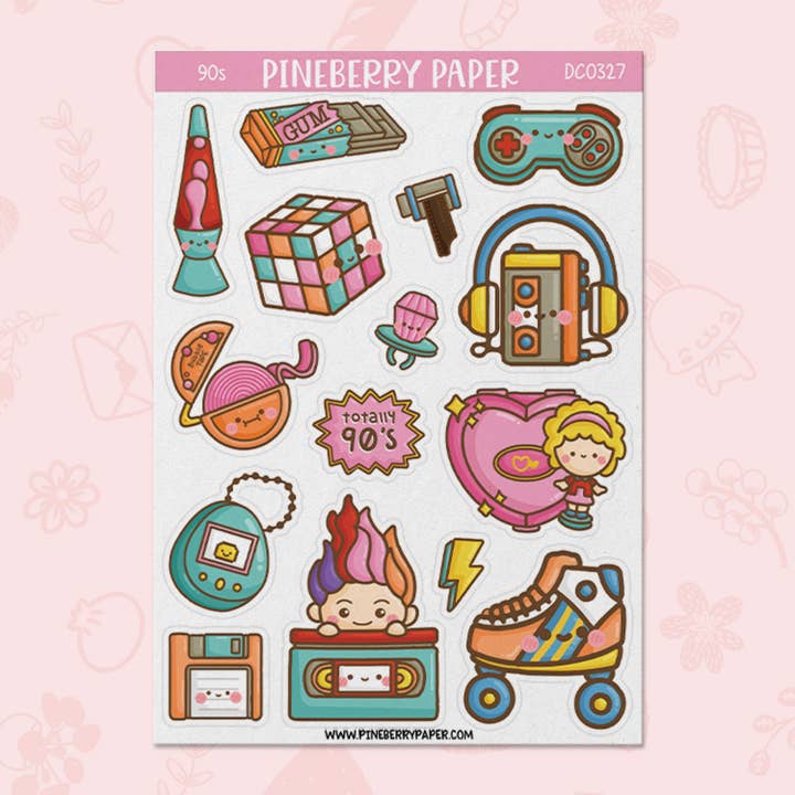 Totally 90s Sticker Sheet for wholesale by Pineberry Paper