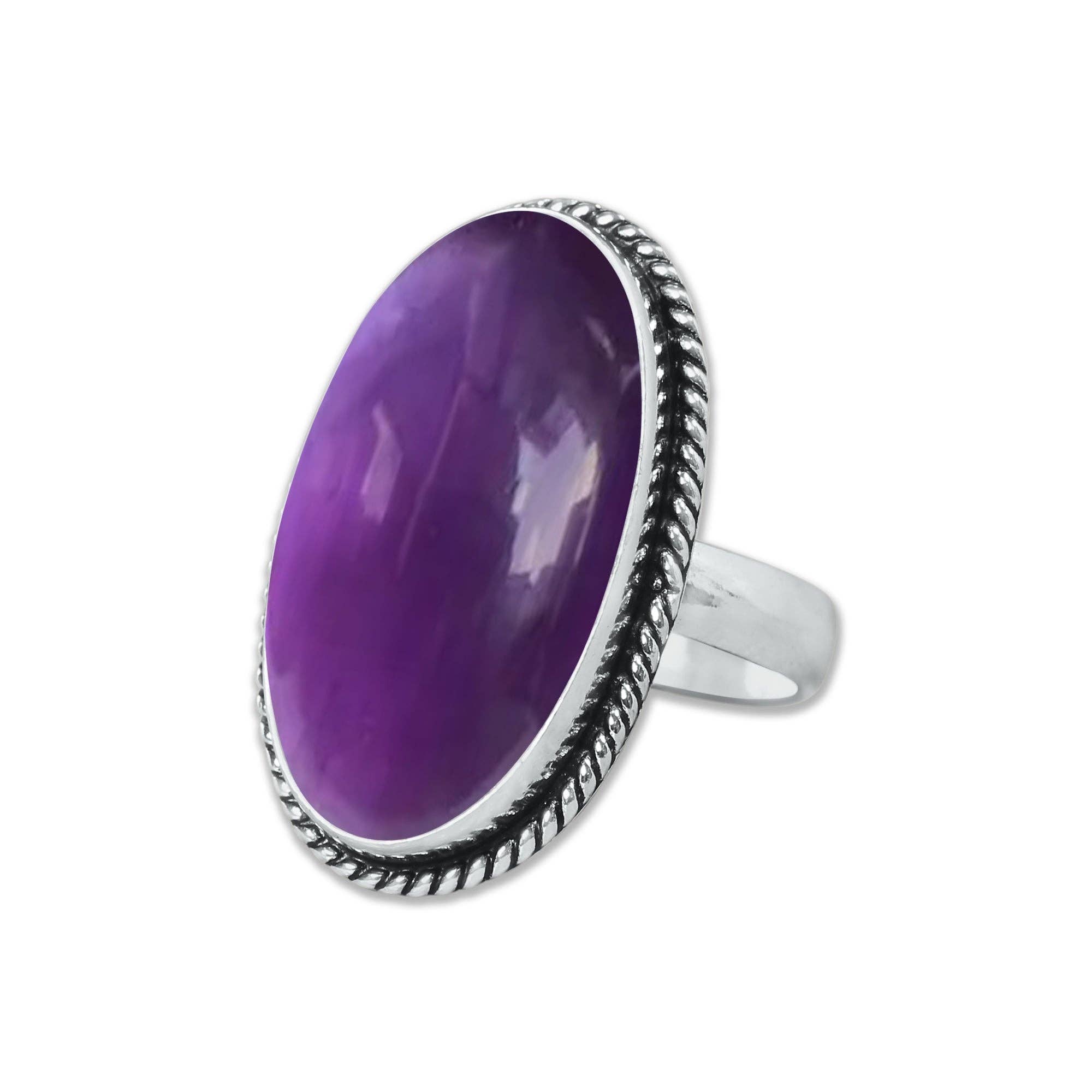 Handmade Jewels - Wholesale Cocktail/Statement Ring - Amethyst Rings for Women – Silver-Plated, Handmade, Deep Purple (US Sizes 6–10, Non-Adjustable)23