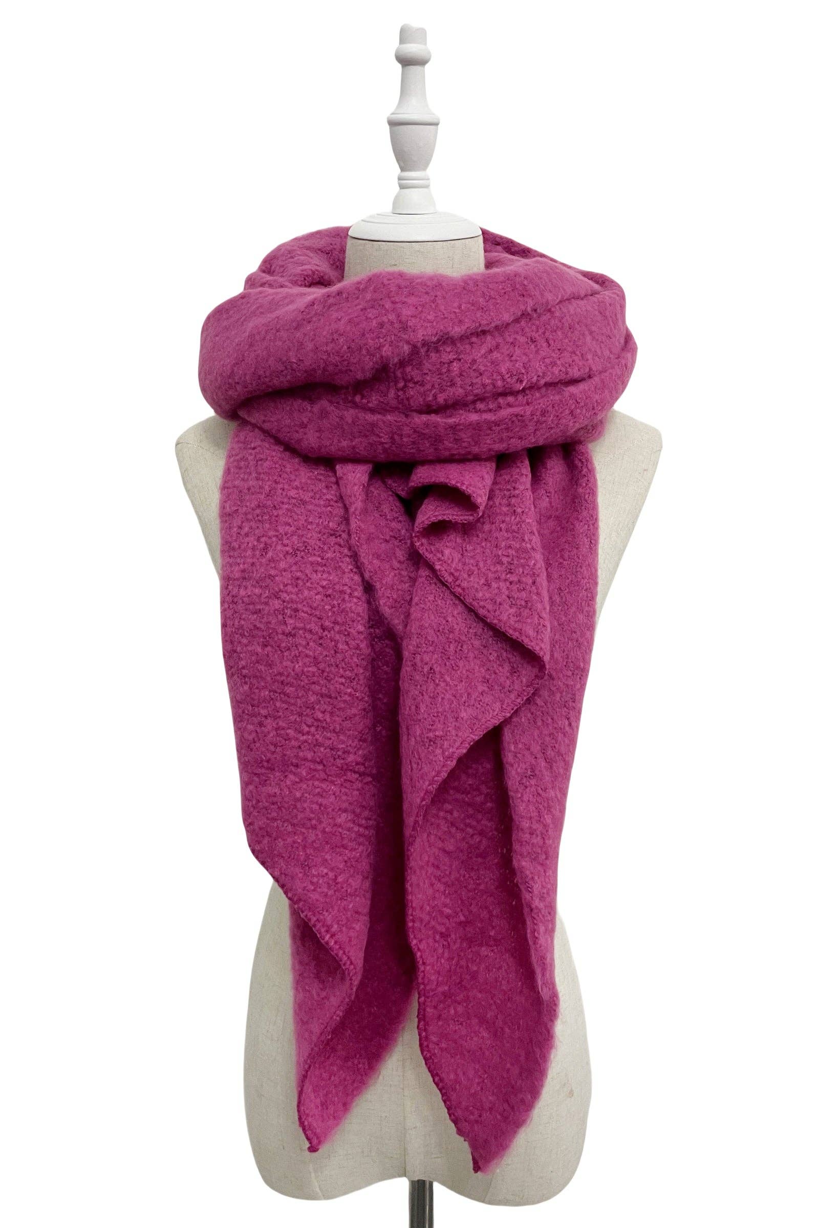 Fashion Scarf World - Wholesale Scarf - Women's - Plain Boucle Diagonal Edge Wool Scarf43
