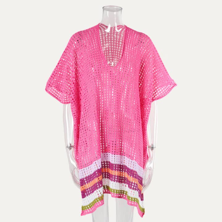 The Moment Collection – wholesale Strandkläder – Dam – Seaside Resort Regnbåge Mångfärgad Virkad Simma Cover-Up4