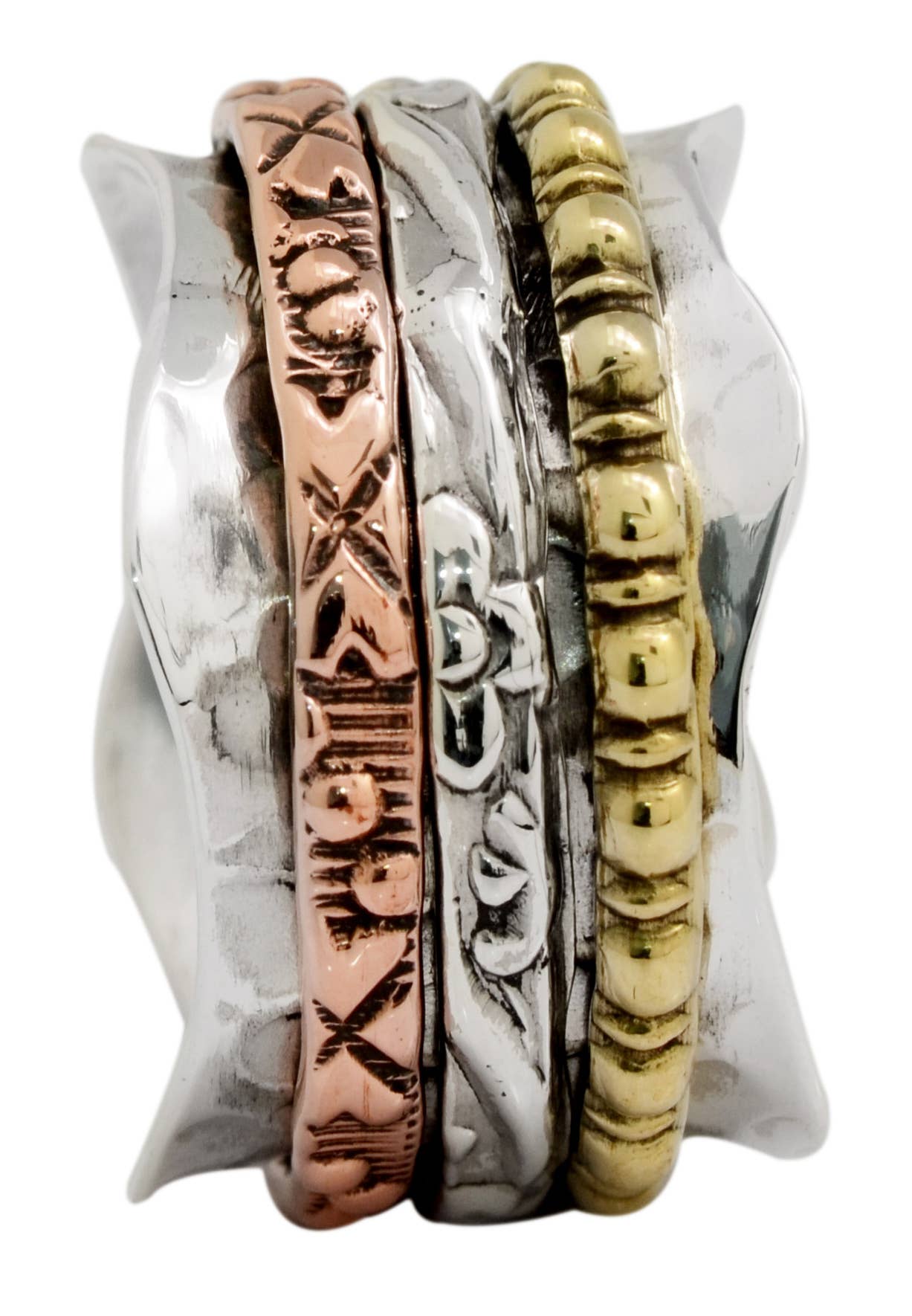 Tiramisu - Vente Anneau/bague à empiler - Anneau Meditation Spinner en argent sterling 925 en laiton2