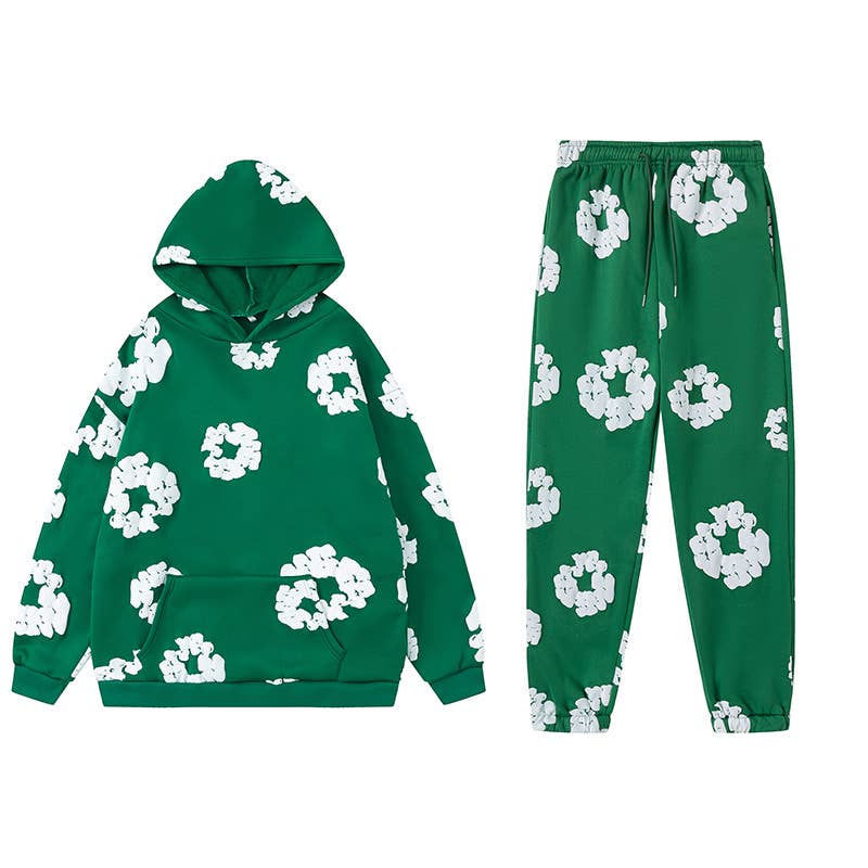 Rosa Clothing - Wholesale Top & Pant Set (NOT Loungewear) - Women's - Foam print Y2K hoodie sweatshirt & jogging set6
