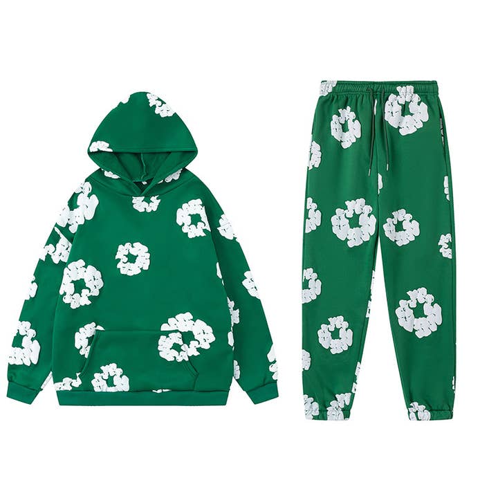 Rosa Clothing - Wholesale Top & Pant Set (NOT Loungewear) - Women's - Foam print Y2K hoodie sweatshirt & jogging set6