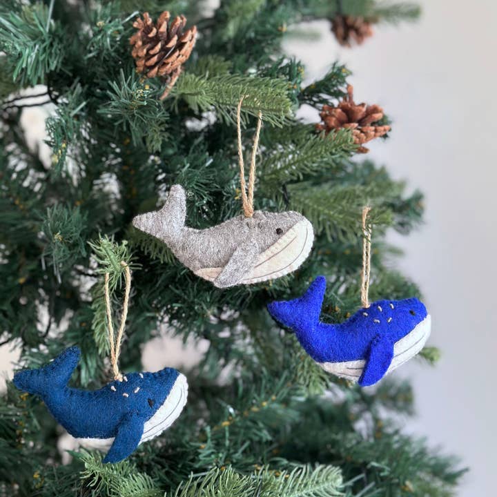 Ganapati - Wholesale Ornament - Felted Humpback Whale Ornament
