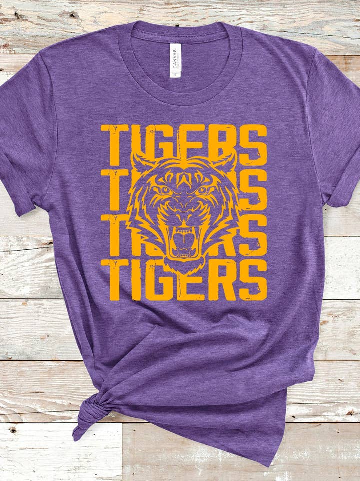 T-shirt mascotte personnalisé Tigers Stacked pour la vente par American Threadz Apparel