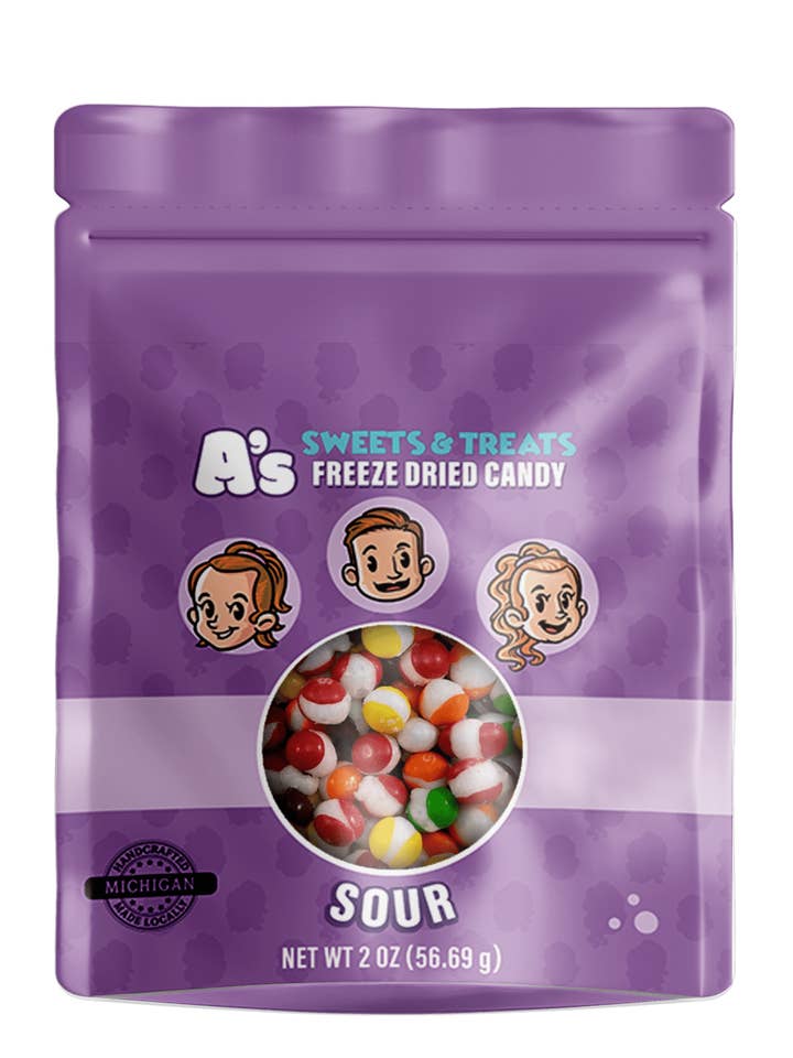 Sour Bites 2oz Snack & Go für den Großhandel von A’s Sweets & Treats Freeze Dried Candy