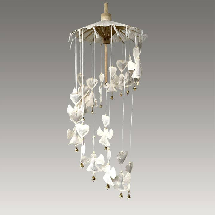 VIE - Vendita all'ingrosso Decorazione mobile - Mobile artigianale in carta di gelso, cuore e farfalla, 50x20 cm7