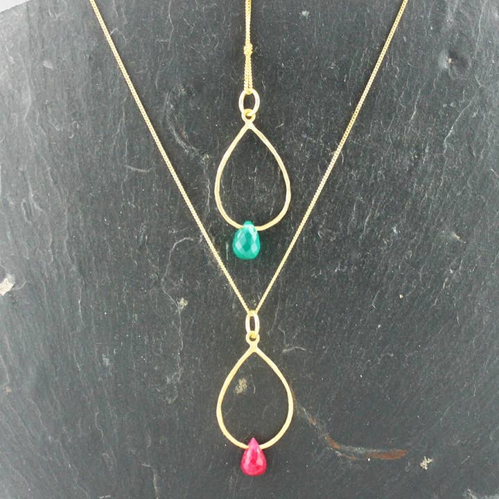 Collar mineral - lagrima - bañado oro - 41+2+2cm para venta al por mayor de Buganto