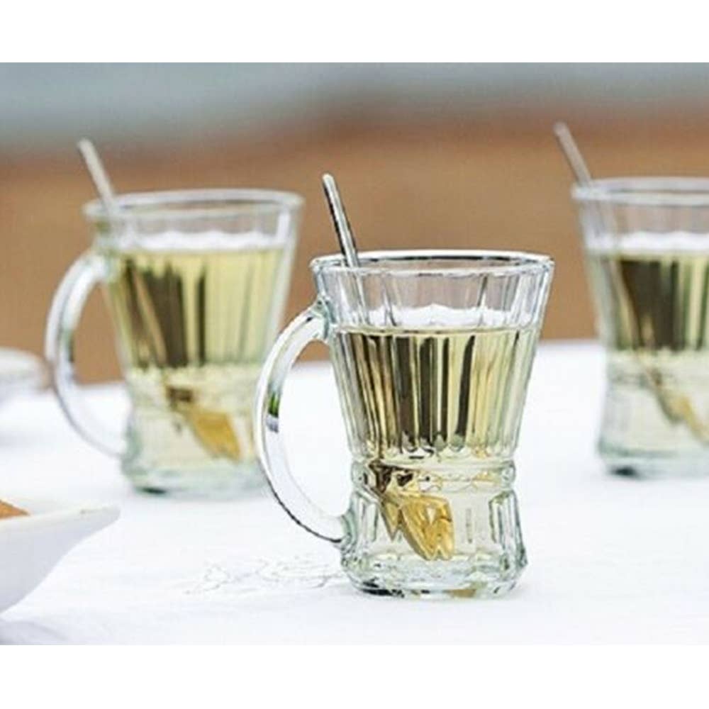 Hakan - Wholesale Tea Set - Venus Clear Glass Teacup Set of 6 with Handle, 5.25 Oz1