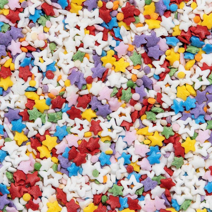 Supernatural - Wholesale Sprinkles - Dye-Free Rainbow Starfetti Sprinkles, 1LB Bag