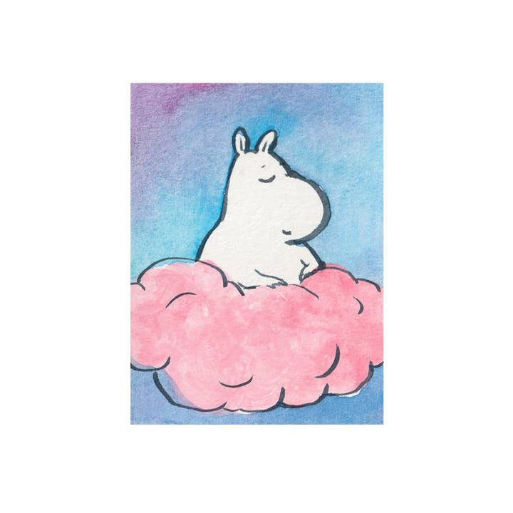 Rebekah Evans Art - Wholesale Art Print - Mini Print - "Moomin on a Cloud" - 3x4"