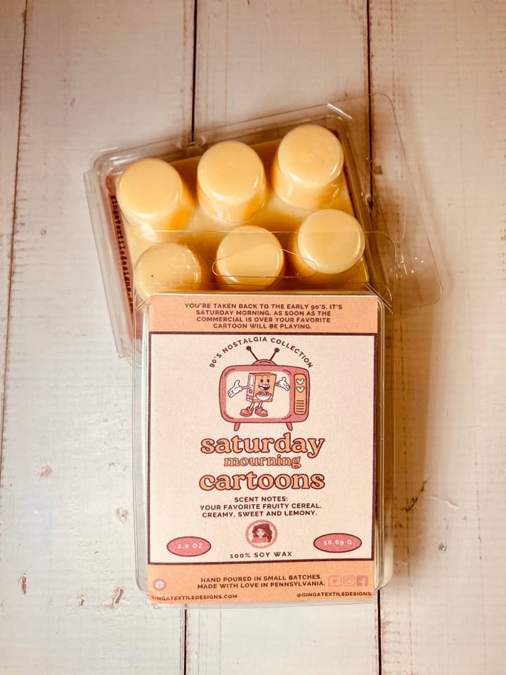 90's Nostalgia Saturday Morning Cartoons Wax Melt for wholesale by Ginga Textile Designs L.L.C