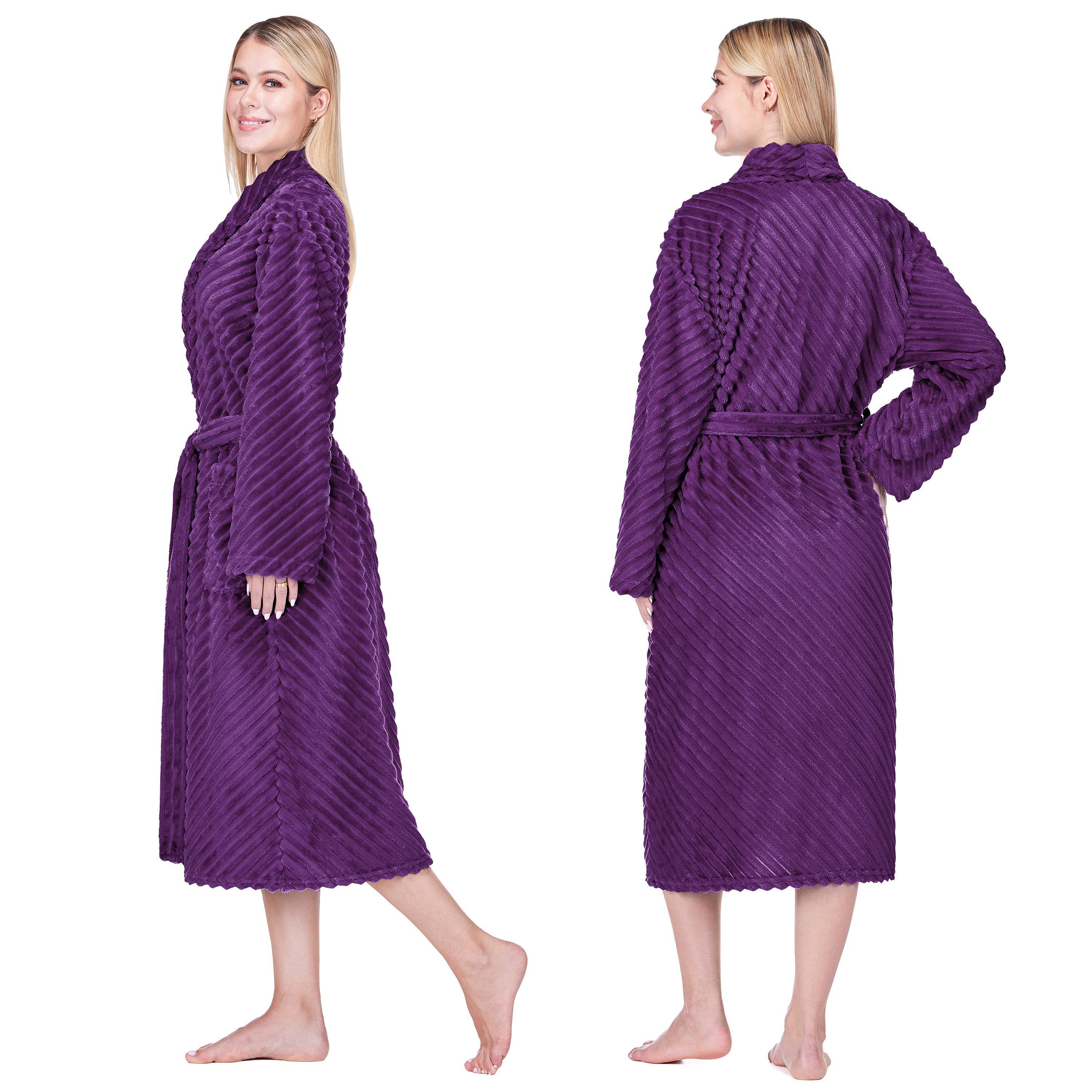 Pavilia - Wholesale Robe - Women's - Women's Ribbed Fleece Robe8
