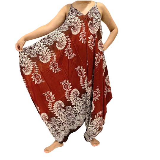 Combinaison bohème ample et fluide avec poche pour la vente par Karma Nepal Crafts