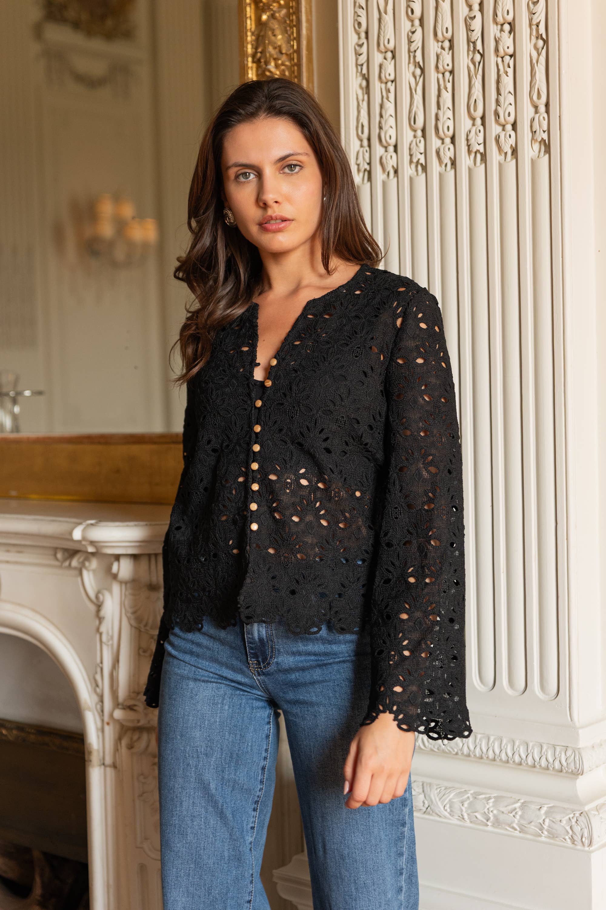 CHOKLATE PARIS - Wholesale Jacket - Women's - Claire blouse in English embroidery - 810614