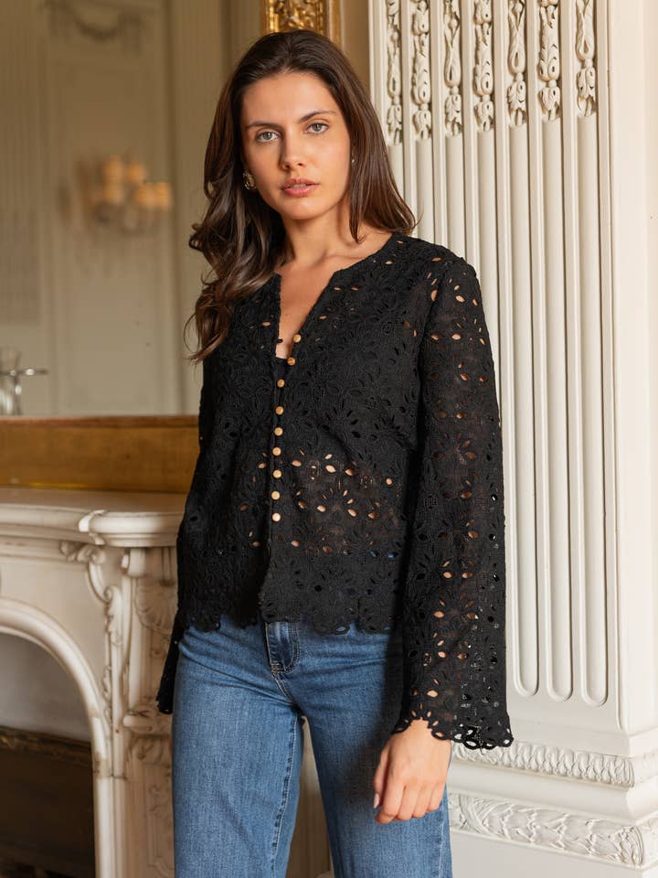 CHOKLATE PARIS - Wholesale Jacket - Women's - Claire blouse in English embroidery - 810614