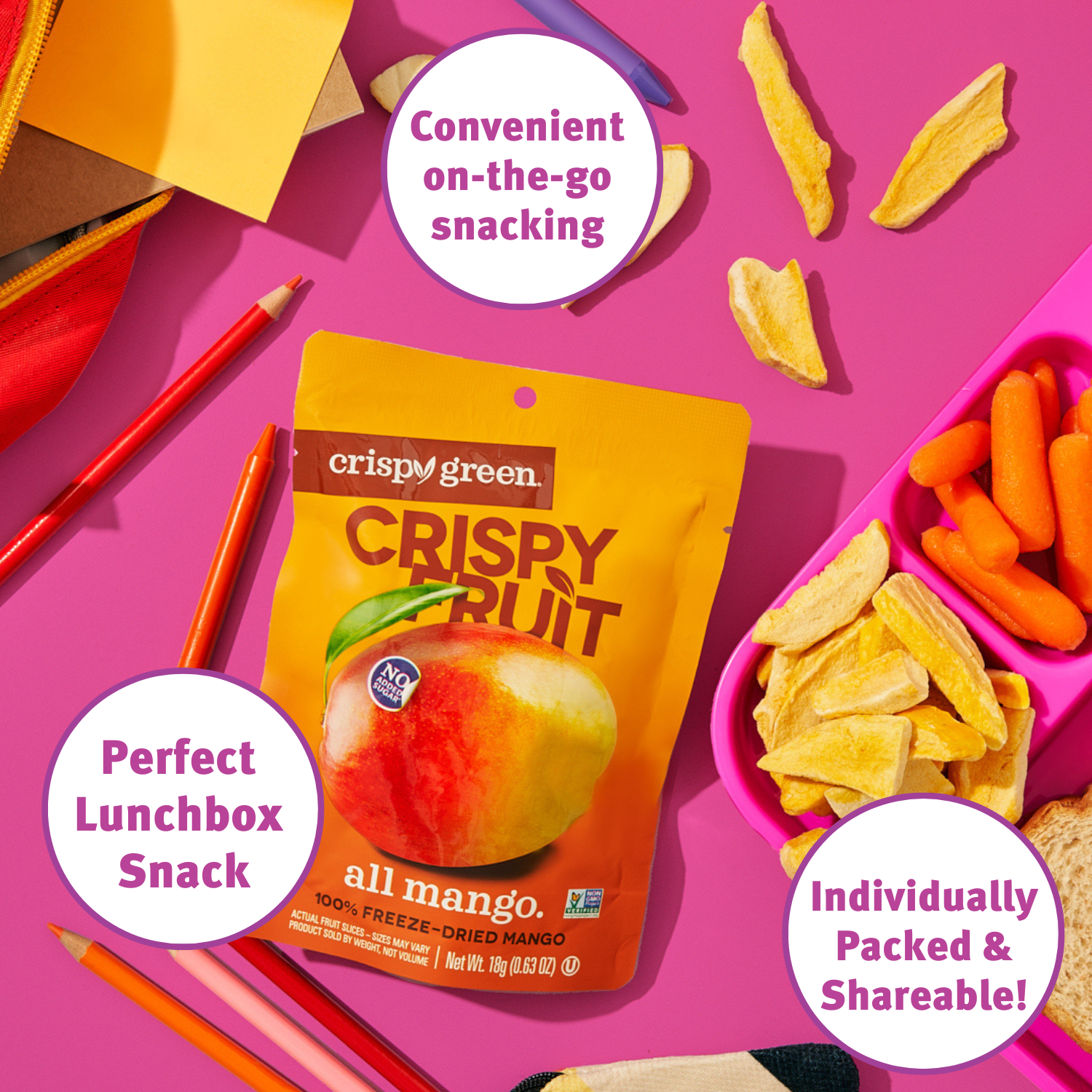 Crispy Green - Wholesale Dried/Dehydrated Fruit - Freeze Dried Mango 18g, Single6