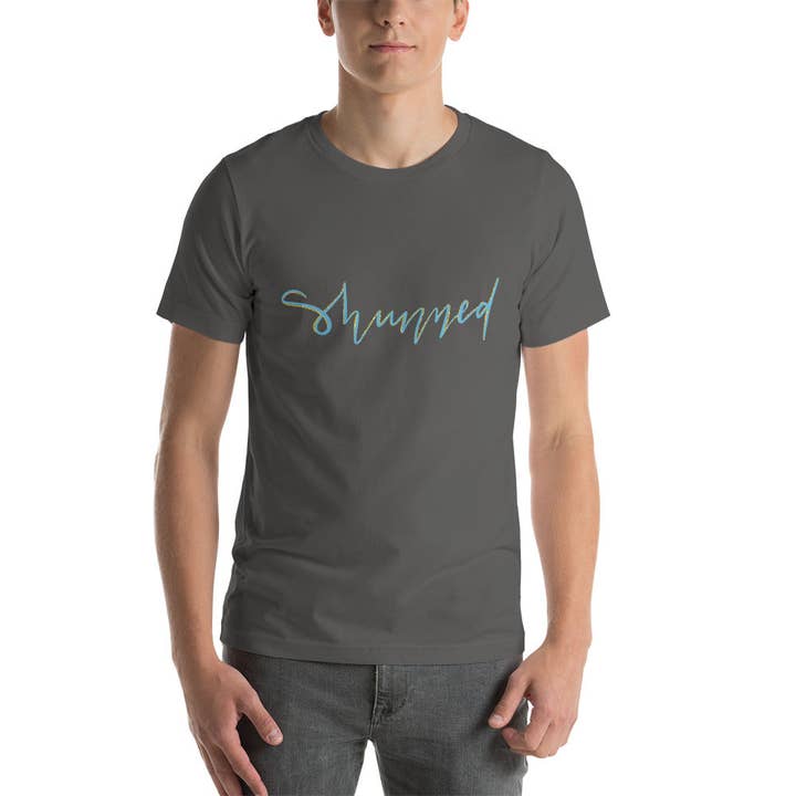 Cursive Shunned Unisex t-shirt for wholesale by Celeste Addison Art