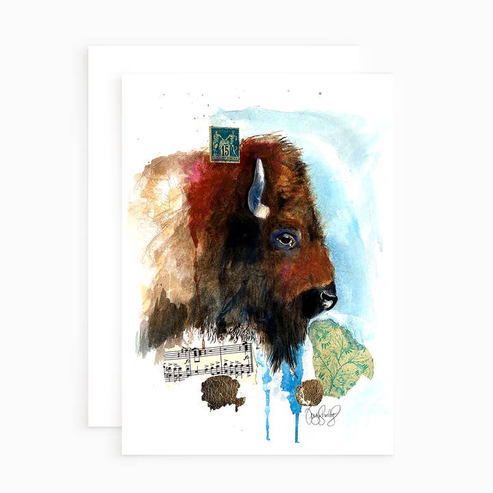 Carte de vœux ou carte de notes Buffalo pour la vente par Teresa Sheeley Studios