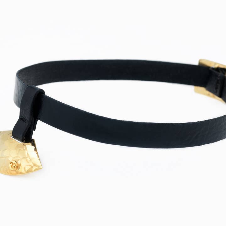 Modern Forms Gold Plated Faux Leather Choker for wholesale by Viviane Guenoun