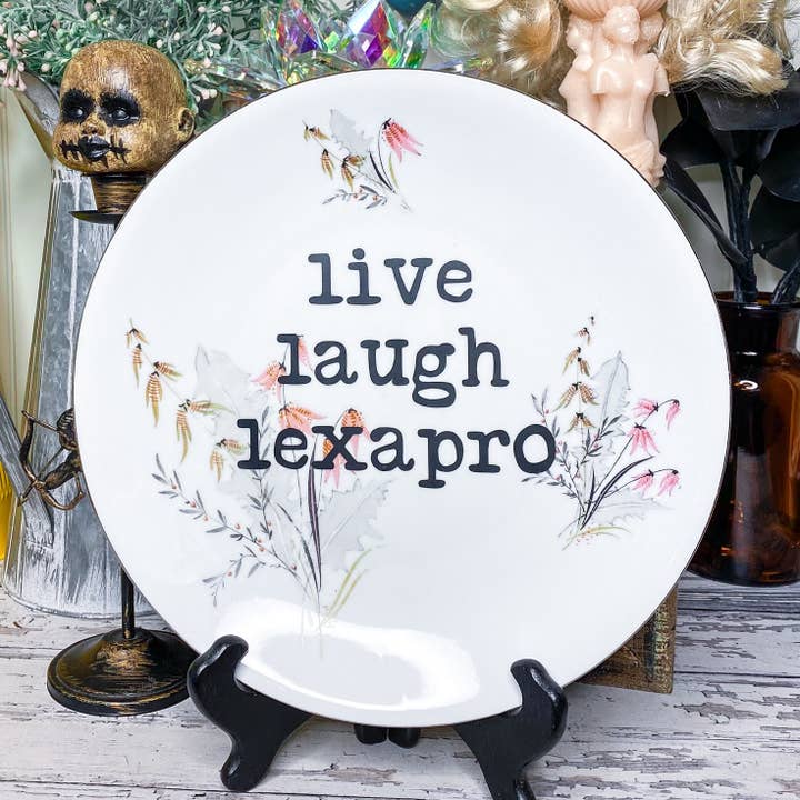 Återanvända roliga tallrikar, Live Laugh Lexapro, Presentbutik för wholesale av pretty little creeps