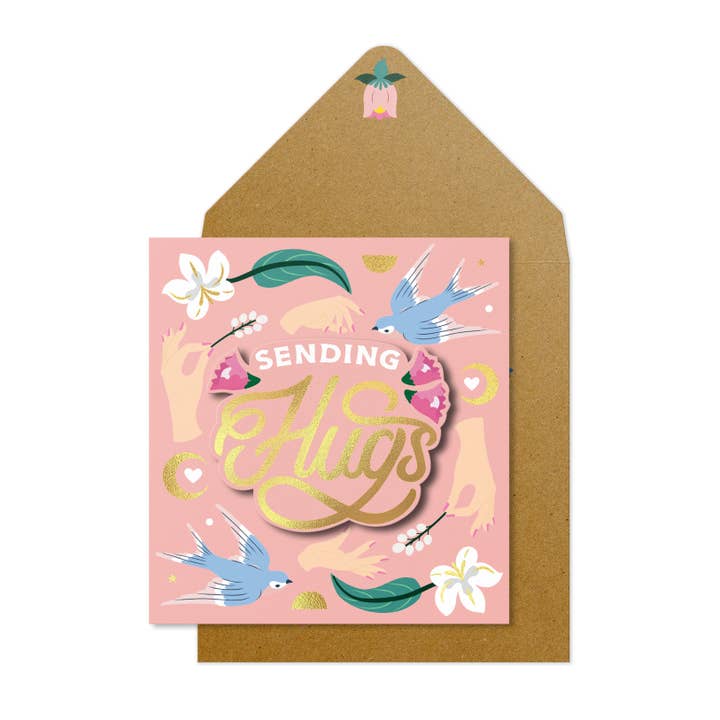 Sending Hugs, Blank Handmade Greeting Card for wholesale by Tache