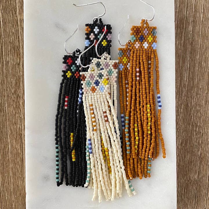 Not Your Abuela's Afghan Handwoven Beaded Earrings for wholesale by Blue Raven Handcrafted