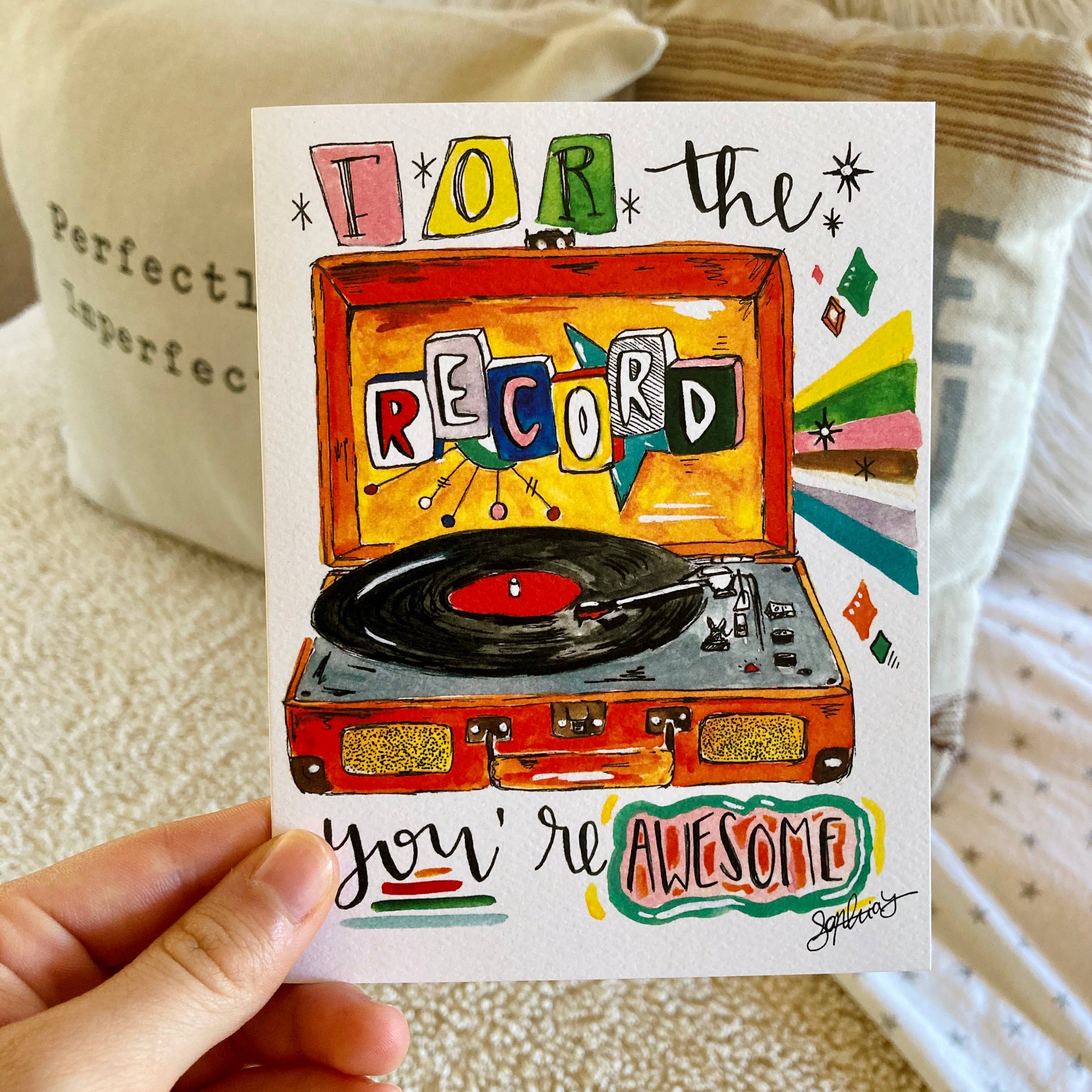 Sophia Lavrov - Wholesale Everyday Greeting Card - Record Player Watercolor Card - Sophia Lavrov1