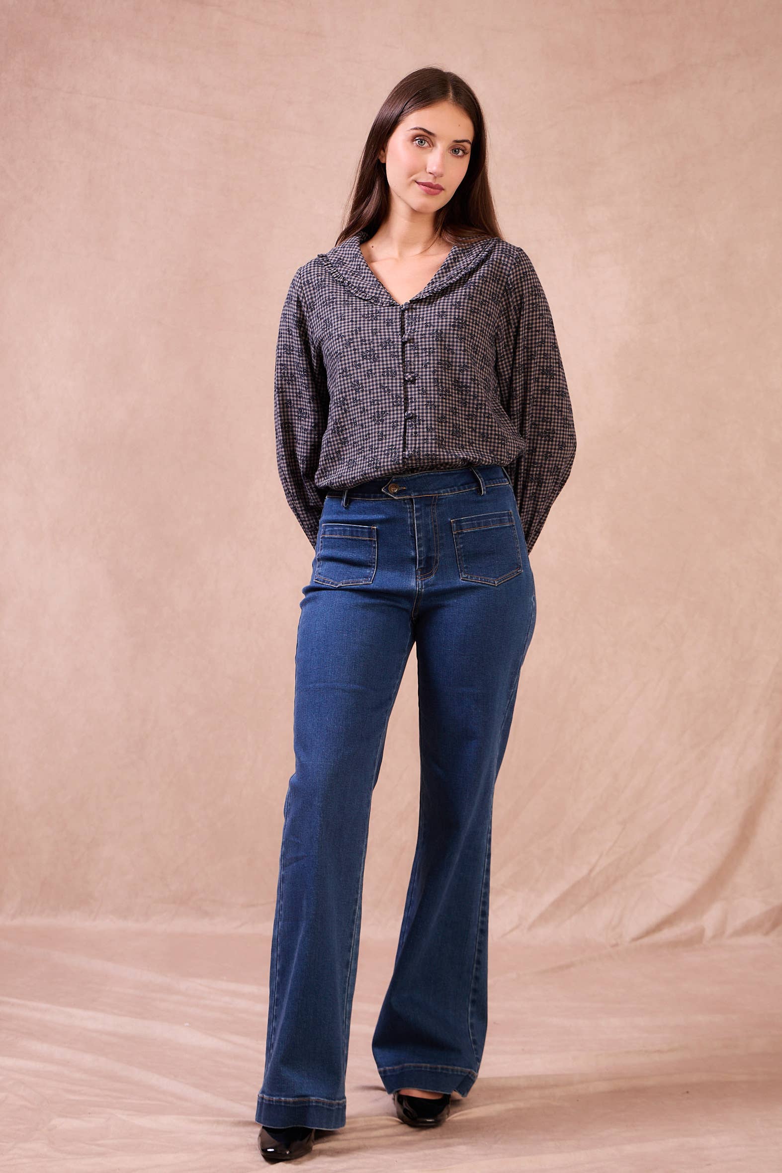 Calie Paris - Wholesale Blouse - Women's - ALAIN Blouse – Checked Cotton with Retro Charm1